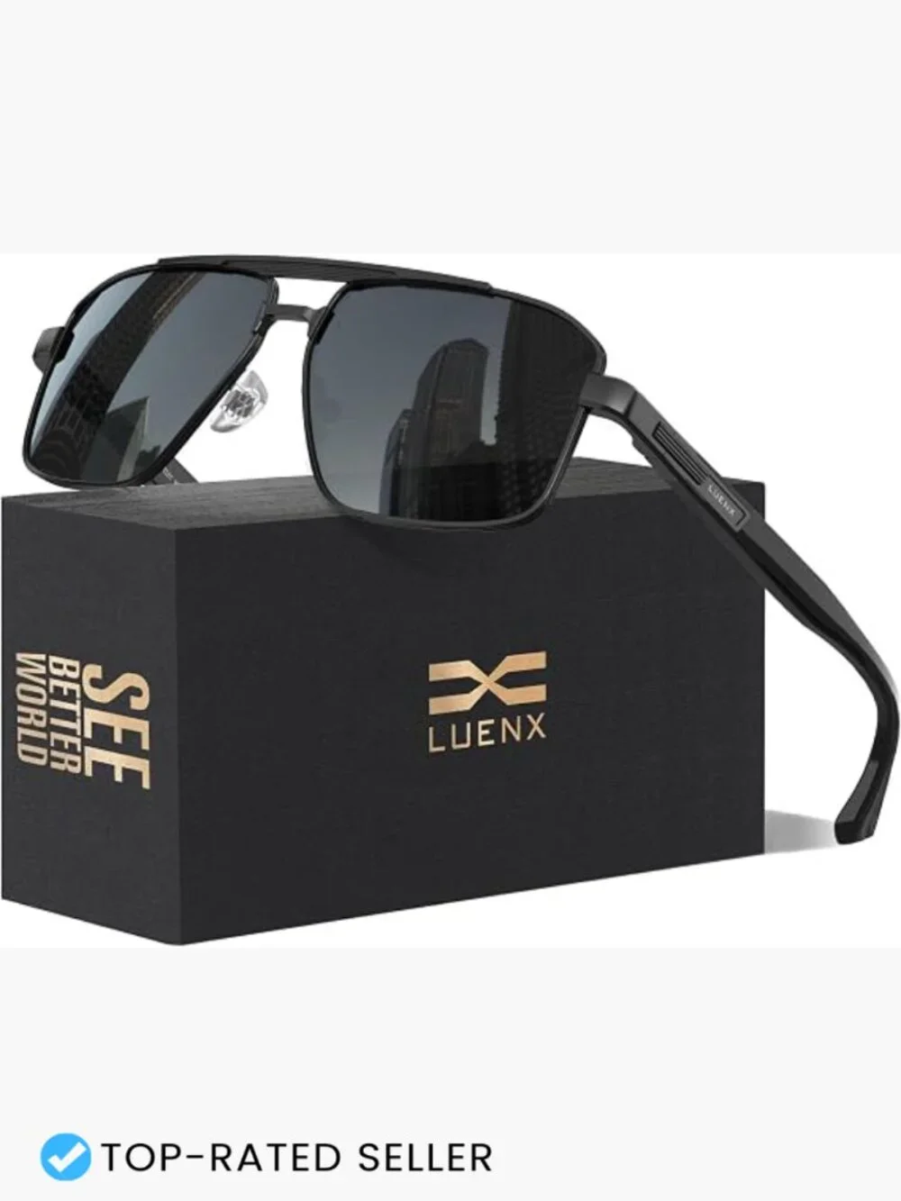 Square Aviator Polarized Sunglasses UV400 Protection Anti-Glare for Driving